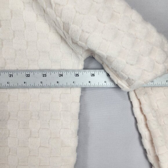 BiBi Fleece Textured Check Pullover Women's 2X Long Sleeve Ivory Soft Cozy - Picture 4 of 6